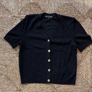 St. John Basics Short Sleeve Cardigan in Black
